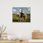 Poster Western Cowboy sur Palomino Horse (Cuisine)