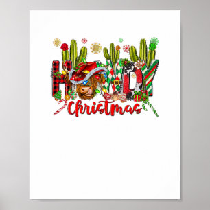 Poster Western Howdy Cowboy Casquette Et Cactus De Vache