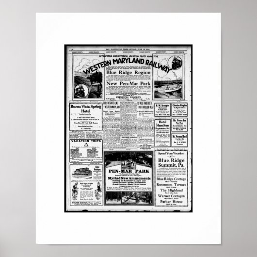 Poster Western Maryland Railway Réimpression touristique (Devant)