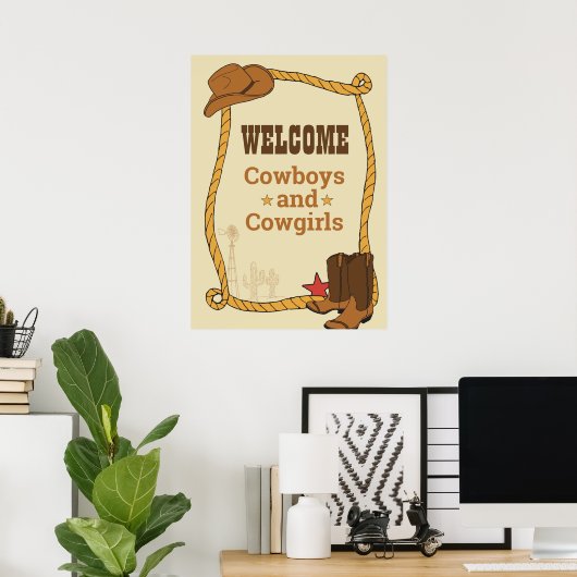 Poster Western Rodeo Fête à thème 1er Rodéo Anniversaire (Bureau à domicile)