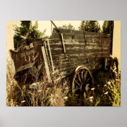 Poster Western Rustic Country Brown Vintage Farm Wagon (Devant)