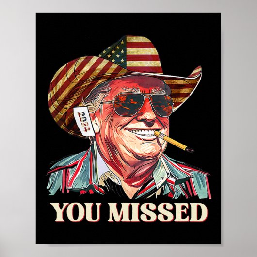 Poster Western Trump Cowboy Vous Avez Manqué American Fla (Devant)