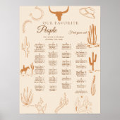 Poster Western Wedding Alphabetical Seating (Devant)