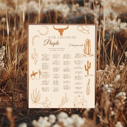 Poster Western Wedding Alphabetical Seating