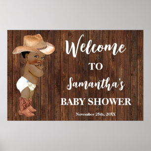 Poster Western Welcome Little AA Cowboy Baby shower