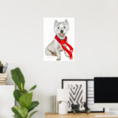 Poster Westie d'hiver dans une écharpe rouge (Bureau à domicile)