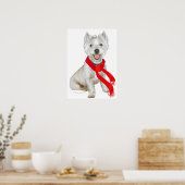 Poster Westie d'hiver dans une écharpe rouge (Cuisine)