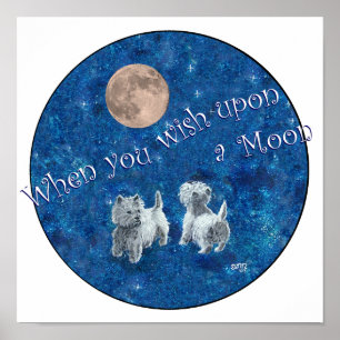 Poster Westies Wishing on the Moon