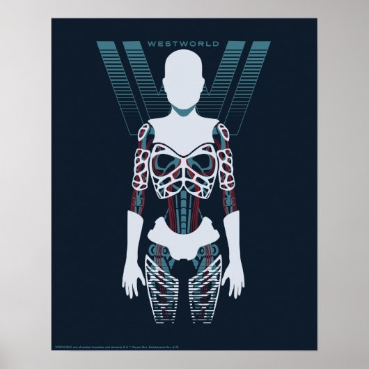 Poster Westworld | Squelette Android sur logo (Devant)