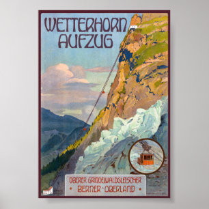 Poster Wetterhorn Aufzug Suisse Alpes Vintage 1931
