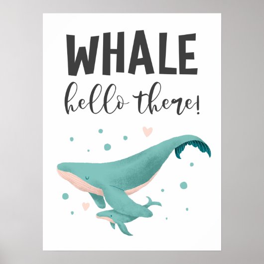 Poster Whale Hello There Cute Nursery and Kids Room (Devant)