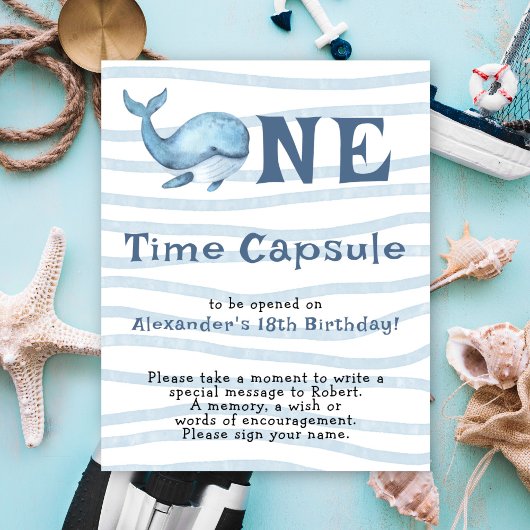 Poster Whale Time Capsule 1st birthday