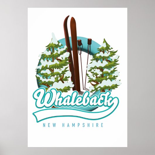 Poster Whaleback New Hampshire - logo de ski rétro (Devant)