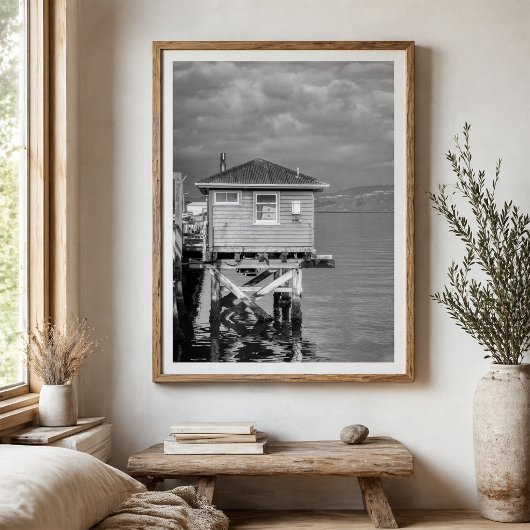 Poster Wharf Building Over Water Coastal Landscape