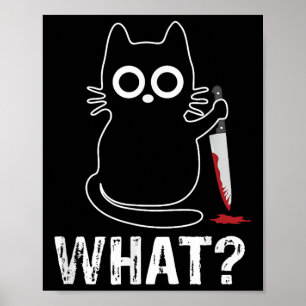 Poster What_ - Chat Drôle Avec Design Graphique Couteau