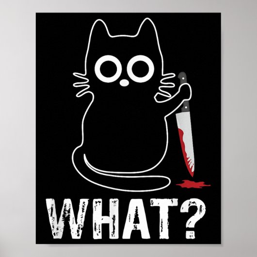 Poster What_ - Chat Drôle Avec Design Graphique Couteau (Devant)