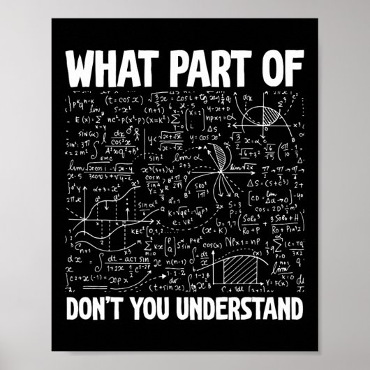 Poster What Part Of Don't You Understand Funny Math Mathe (Devant)