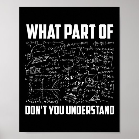 Poster What Part Of Don't You Understand Funny Math Teach (Devant)