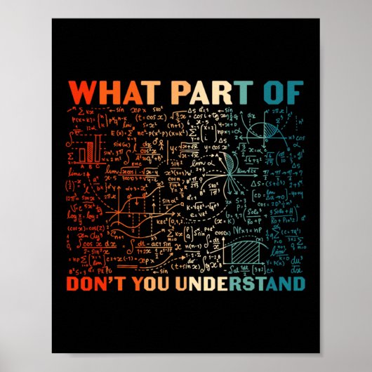 Poster What Part Of Don't You Understand Funny Math Teach (Devant)