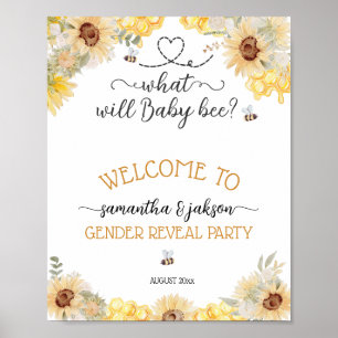 Poster What will baby bee sunflower Gender Reveal welcome