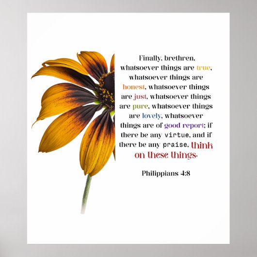 Poster Whatsoever Things Are Scripture with Flower (Devant)