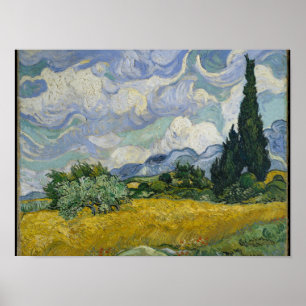 Poster Wheat Field with Cypresses