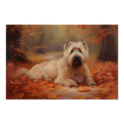 Poster Wheaten Terrier dans les feuilles d'automne automn (Devant)