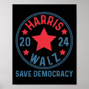 Poster Wheimer 2024 Save Democracy Kamala Harris Tim Walt