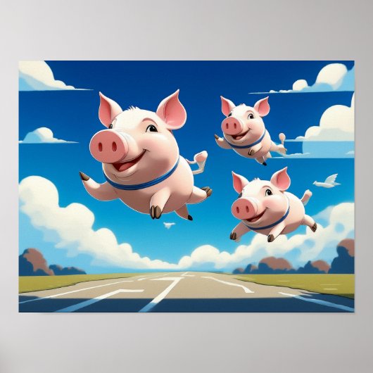 Poster When Pigs Fly Funny Winged Pigs (Devant)
