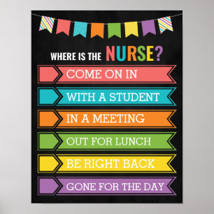 Poster Where is the School Nurse Office Door Sign