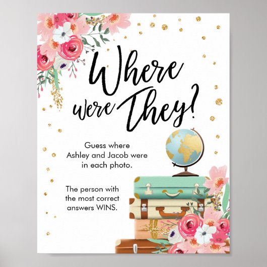 Poster Where Were They Travel Bridal Shower Sign Game (Devant)