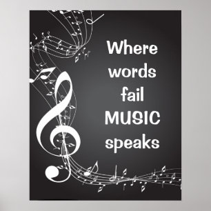 Poster Where Words Fail MUSIC speaks Inspirational Quote