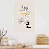 Poster Where Words Fail Music Speaks, Woman Playing Piano (Cuisine)