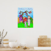 Poster Whimsal Fold Art, Lady and Cat in Village (Cuisine)