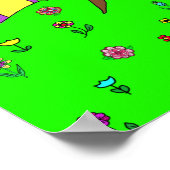 Poster Whimsal Fold Art, Lady and Cat in Village (Coin)