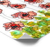 Poster Whimsical and Colorful Red Poppy Flowers (Coin)