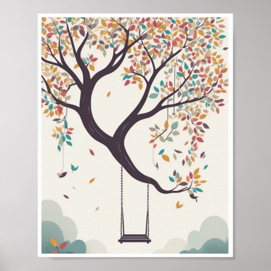 Poster whimsical arbre balançoire suspendu Décor d (Devant)