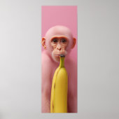 Poster Whimsical Banana and Pink Monkey (Devant)