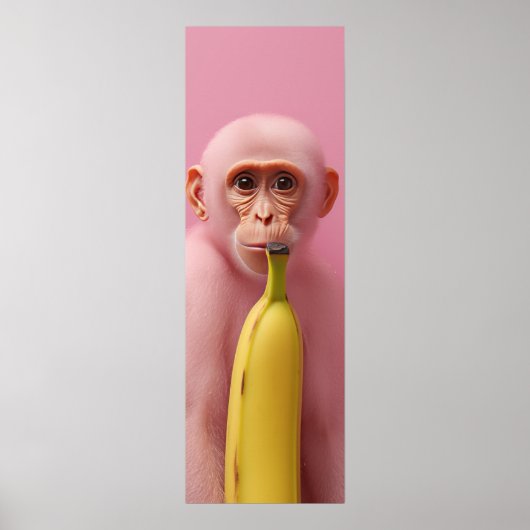 Poster Whimsical Banana and Pink Monkey (Devant)