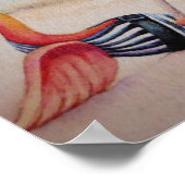 Poster Whimsical Beach Babe Flamant rose 1 Aquarelle 11x1 (Coin)