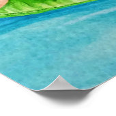 Poster Whimsical Beach Babe Flamant rose 3 Aquarelle 16x2 (Coin)