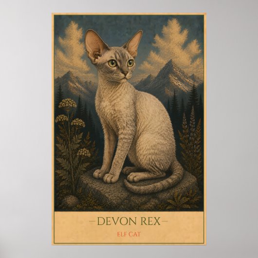 Poster Whimsical Beauty: Devon Rex (Devant)