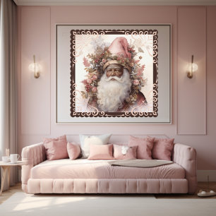 Poster Whimsical Black Père Noël : tons rose et terre
