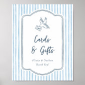 Poster Whimsical Blue Stripes Cards & Gifts Wedding Sign (Devant)