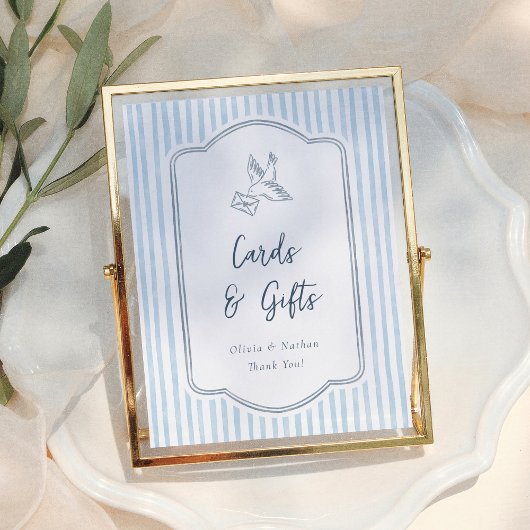Poster Whimsical Blue Stripes Cards & Gifts Wedding Sign