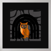 Poster Whimsical Boho Owl & Tropical Monstera Leaf (Devant)