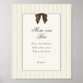 Poster Whimsical Brown Bow Striped Mom-osa Bar (Devant)