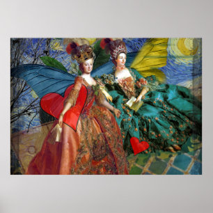 Poster Whimsical Butterfly Women Gemini Blue Collage