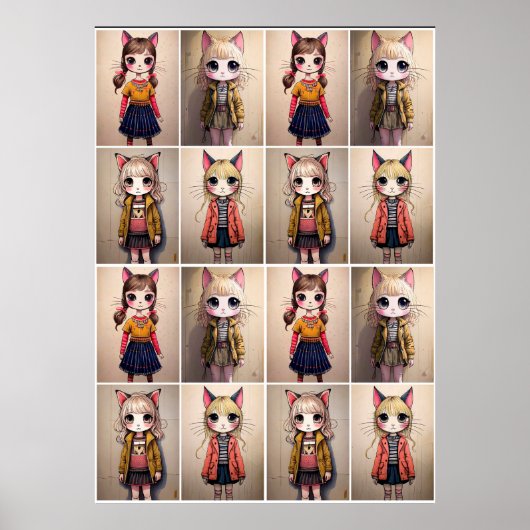 Poster Whimsical Cat Girls (AI) (Devant)