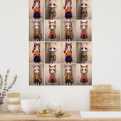 Poster Whimsical Cat Girls (AI) (Cuisine)